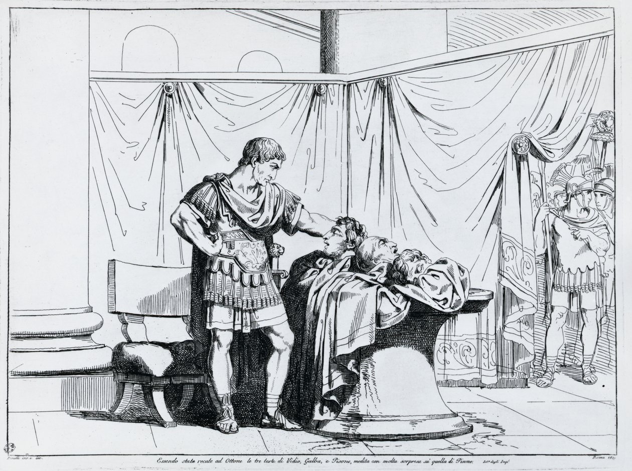 Piso død, gravering av Bartolomeo Pinelli (1781-1835), fra Istoria dell