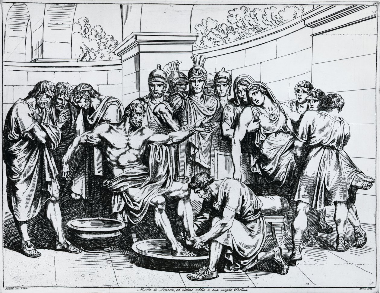 Senecas død, gravering av Bartolomeo Pinelli (1781-1835), fra Istoria dell