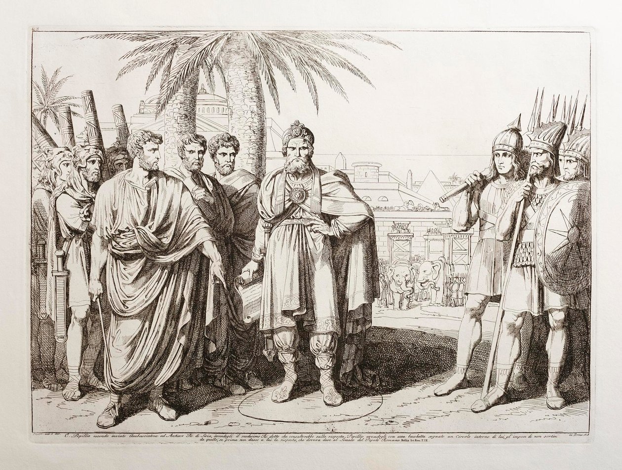 Gaius Popillius sendt som ambassadør til kong Antiokhos IV av Syria av Bartolomeo Pinelli
