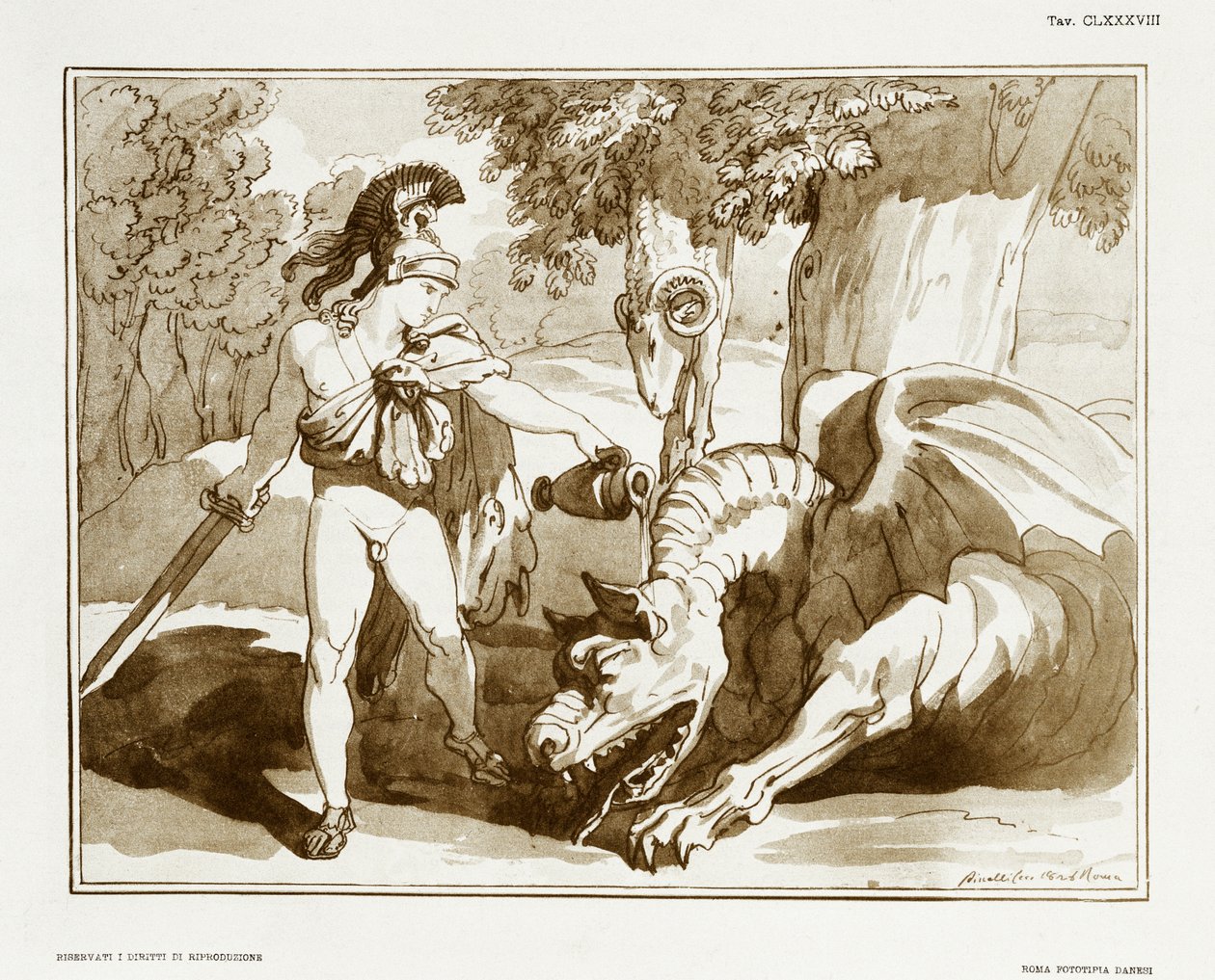 Jason legger dragevokter Golden Fleece i søvn av Bartolomeo Pinelli
