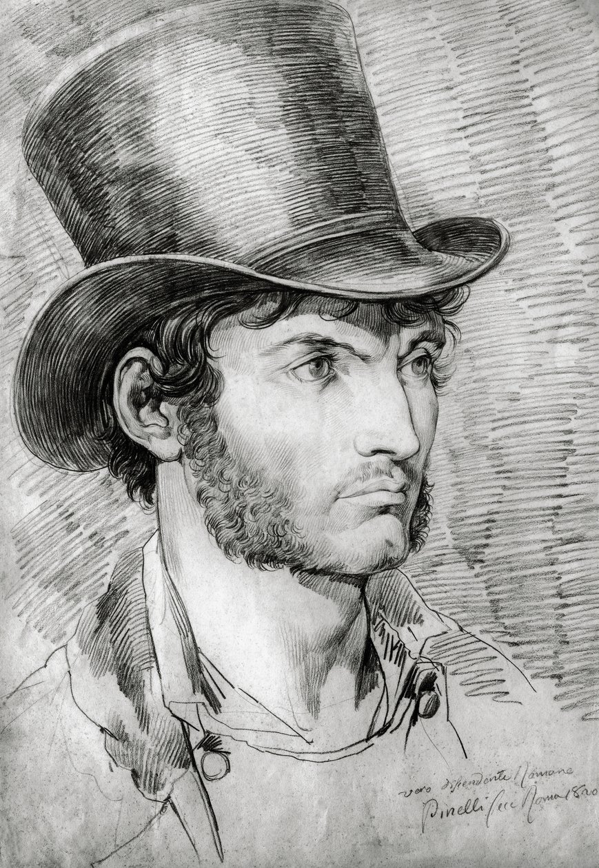 Mannsportrett (True Roman), tegning av Bartolomeo Pinelli (1781-1835) av Bartolomeo Pinelli