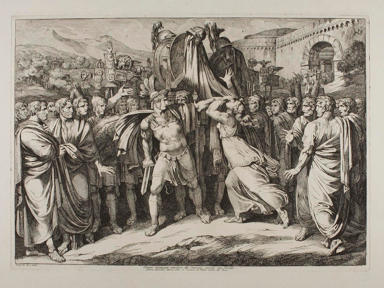 Marcus Horatius dreper sin søster av Bartolomeo Pinelli