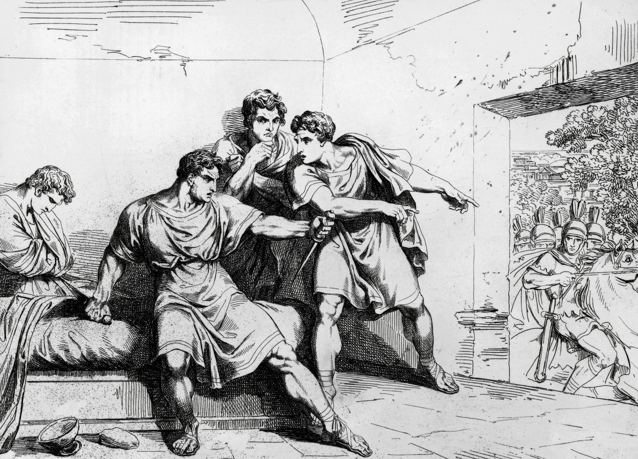 Neros død, fra keiseres historie, fra Ottavio, gravering av Bartolomeo Pinelli (1781-1835), Roma av Bartolomeo Pinelli