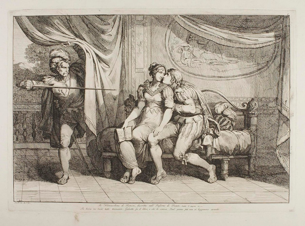 Paolo da Malatesta og Francesca da Rimini overrasket av Gianciotto Malatesta av Bartolomeo Pinelli
