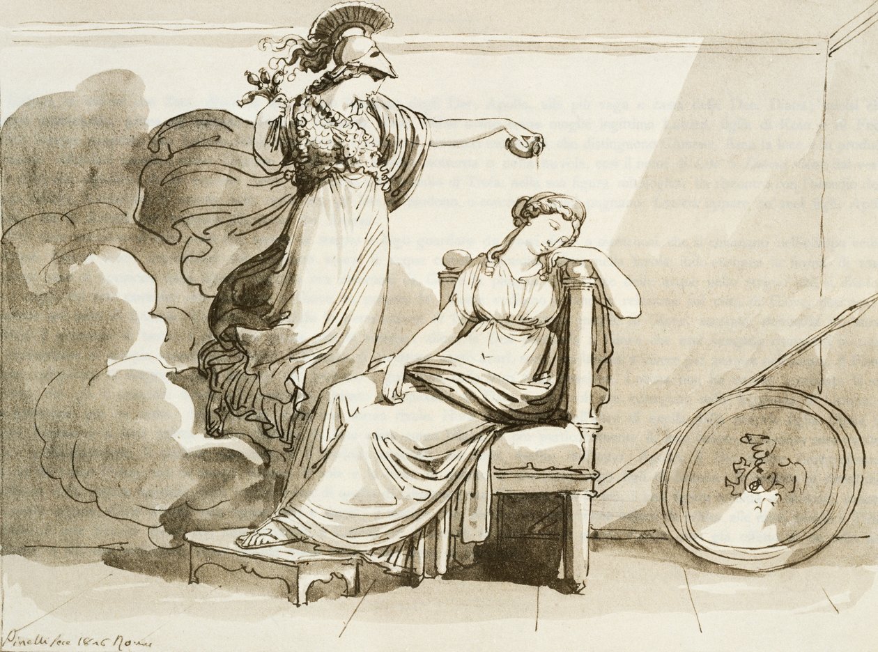 Penelope forskjønnet av Minerva av Bartolomeo Pinelli