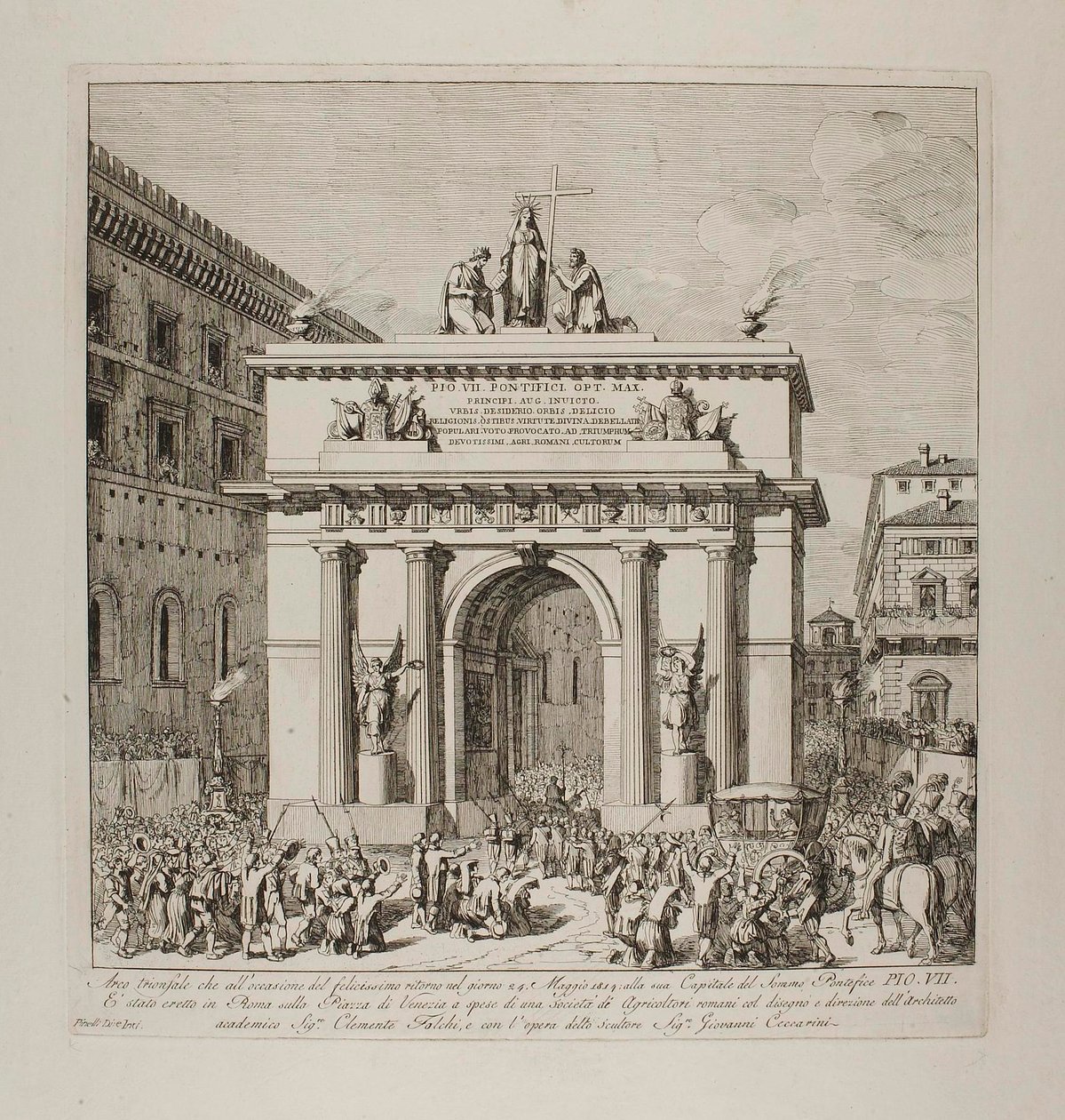 Pius VIIs triumferende inntog i Roma 24. mai 1814 av Bartolomeo Pinelli