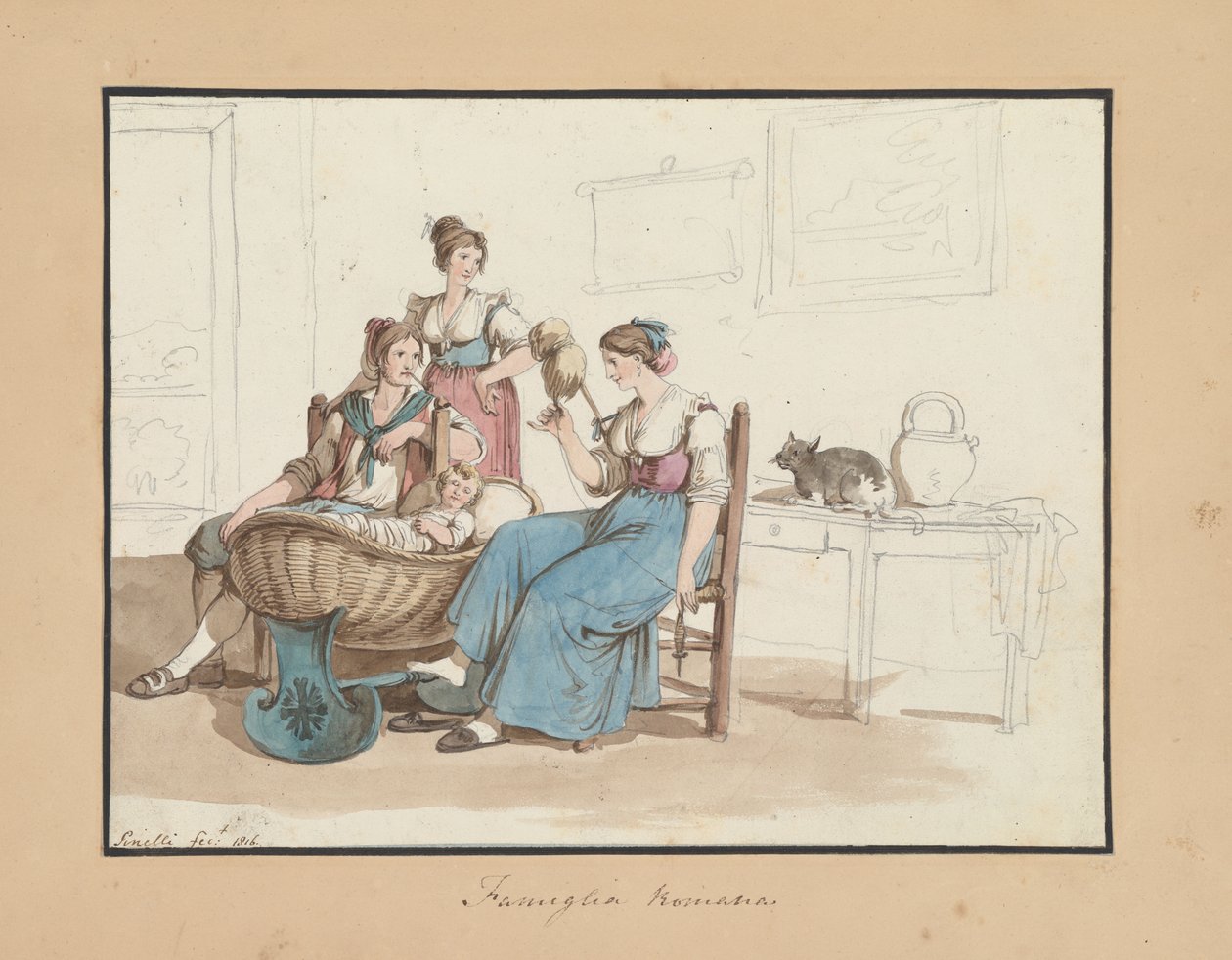 Romersk familie, studie til romerske drakter og skikker av Bartolomeo Pinelli