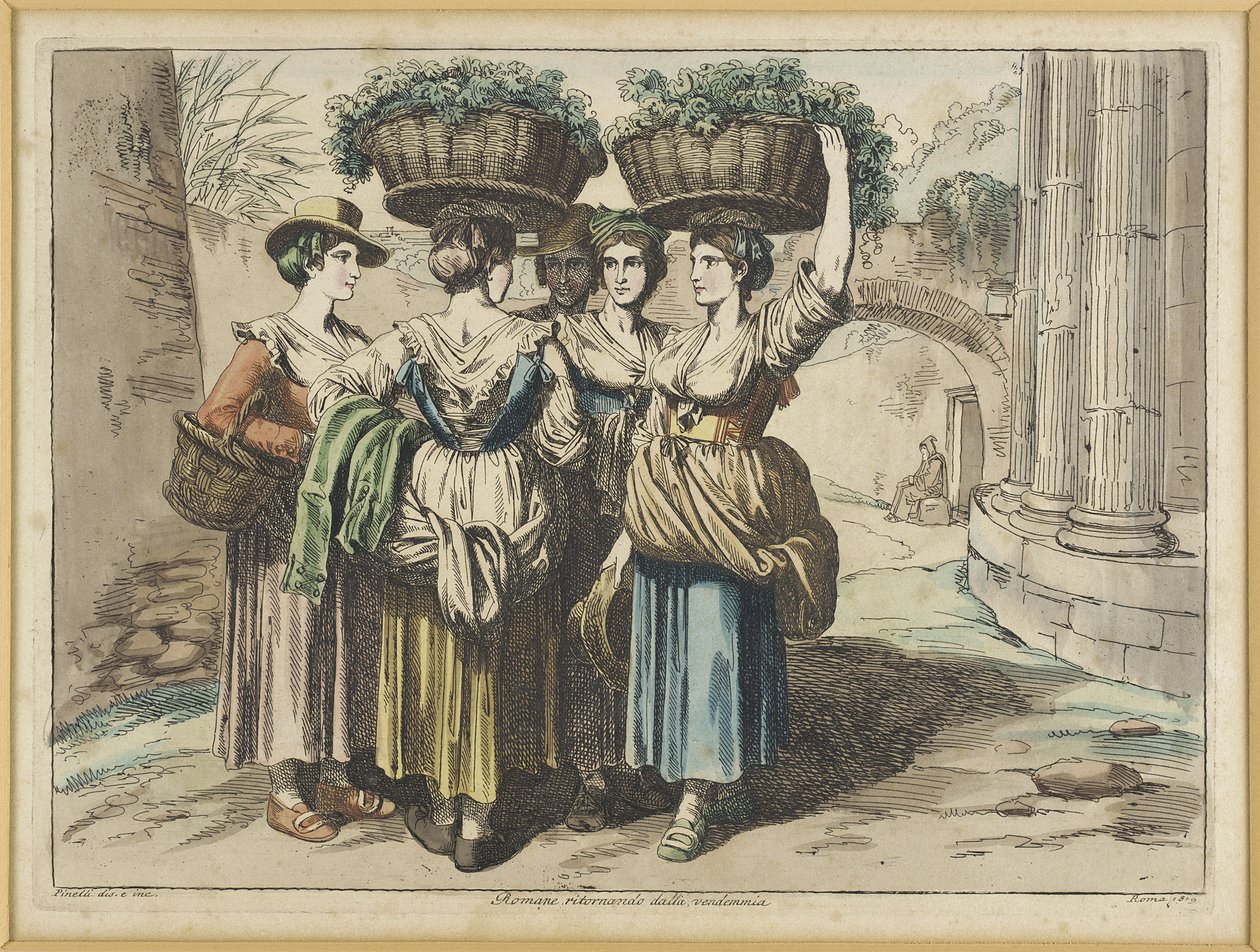 Romerske kvinner som vender tilbake fra vinhøsten av Bartolomeo Pinelli