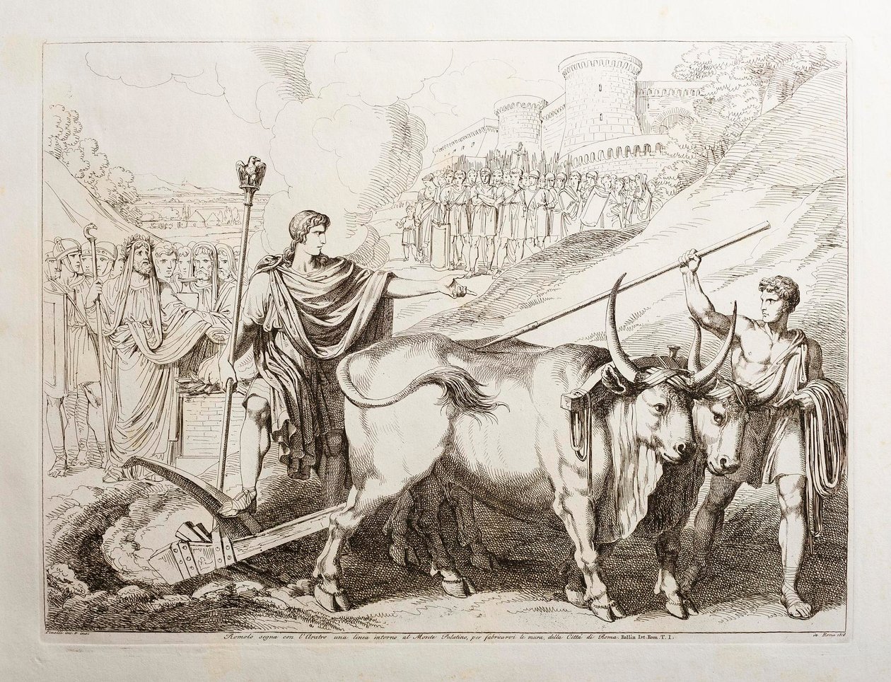 Romulus markerer en linje rundt Palatinerhøyden av Bartolomeo Pinelli