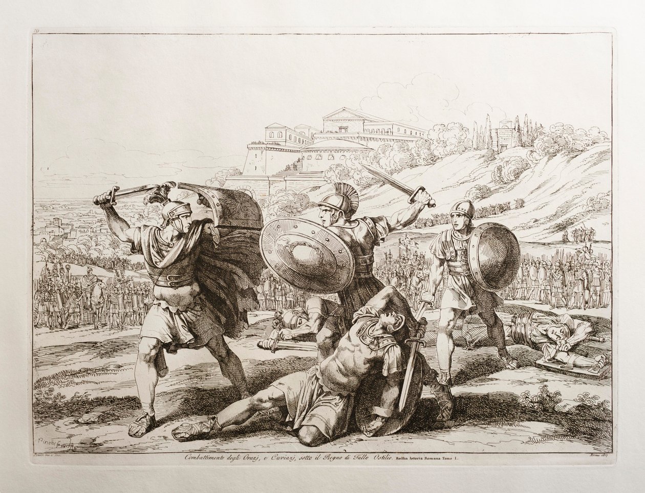 Slaget mellom horatierne og curiatierne av Bartolomeo Pinelli