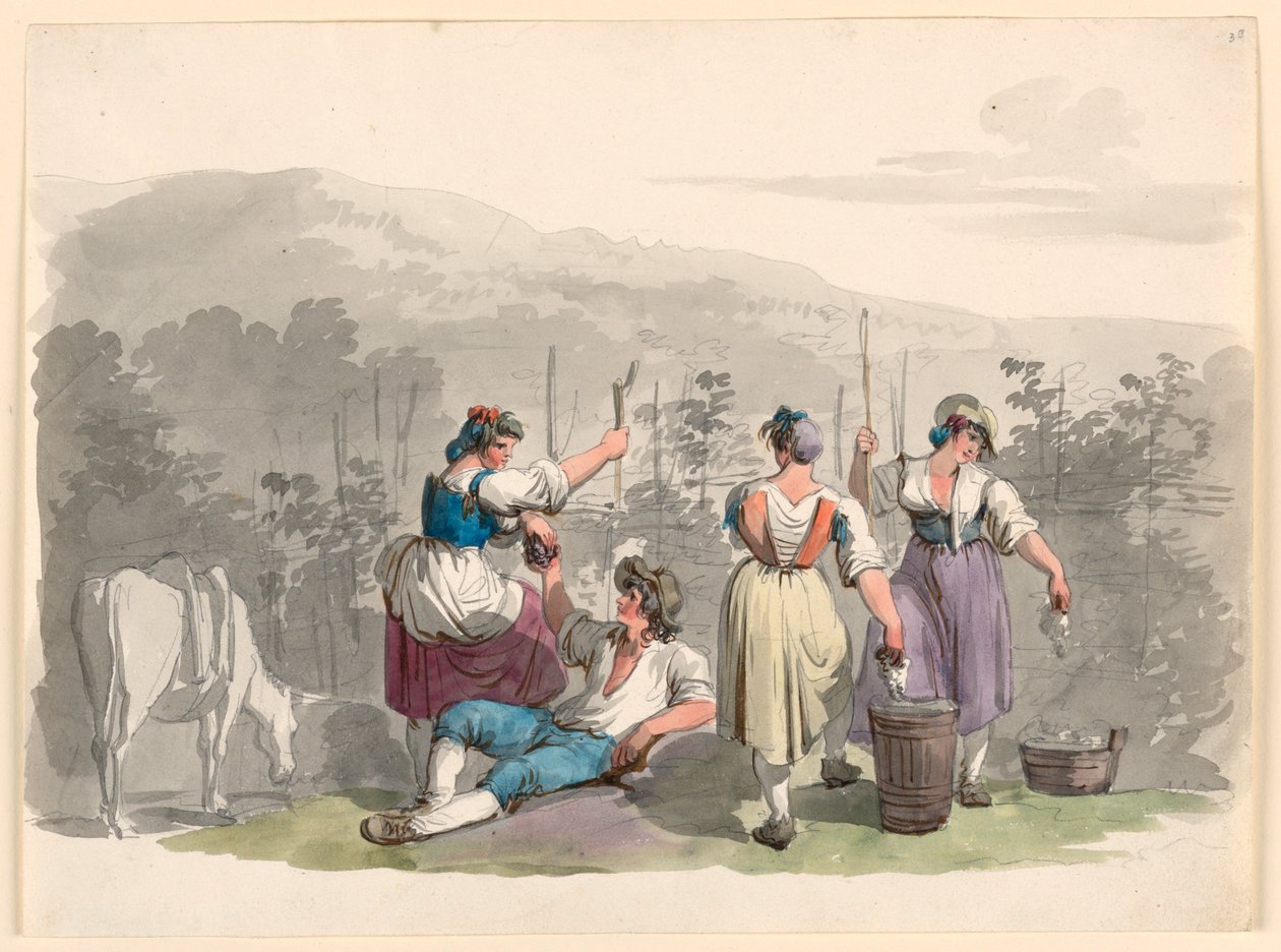 Vintage i fjellene nær Roma av Bartolomeo Pinelli