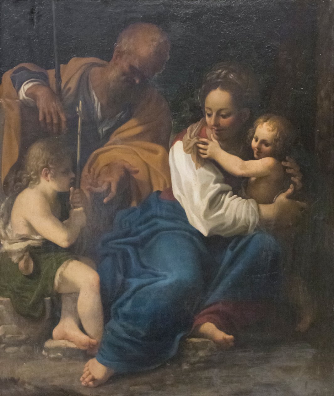 Hellige familie og den hellige døperen Johannes av Bartolomeo Schedoni