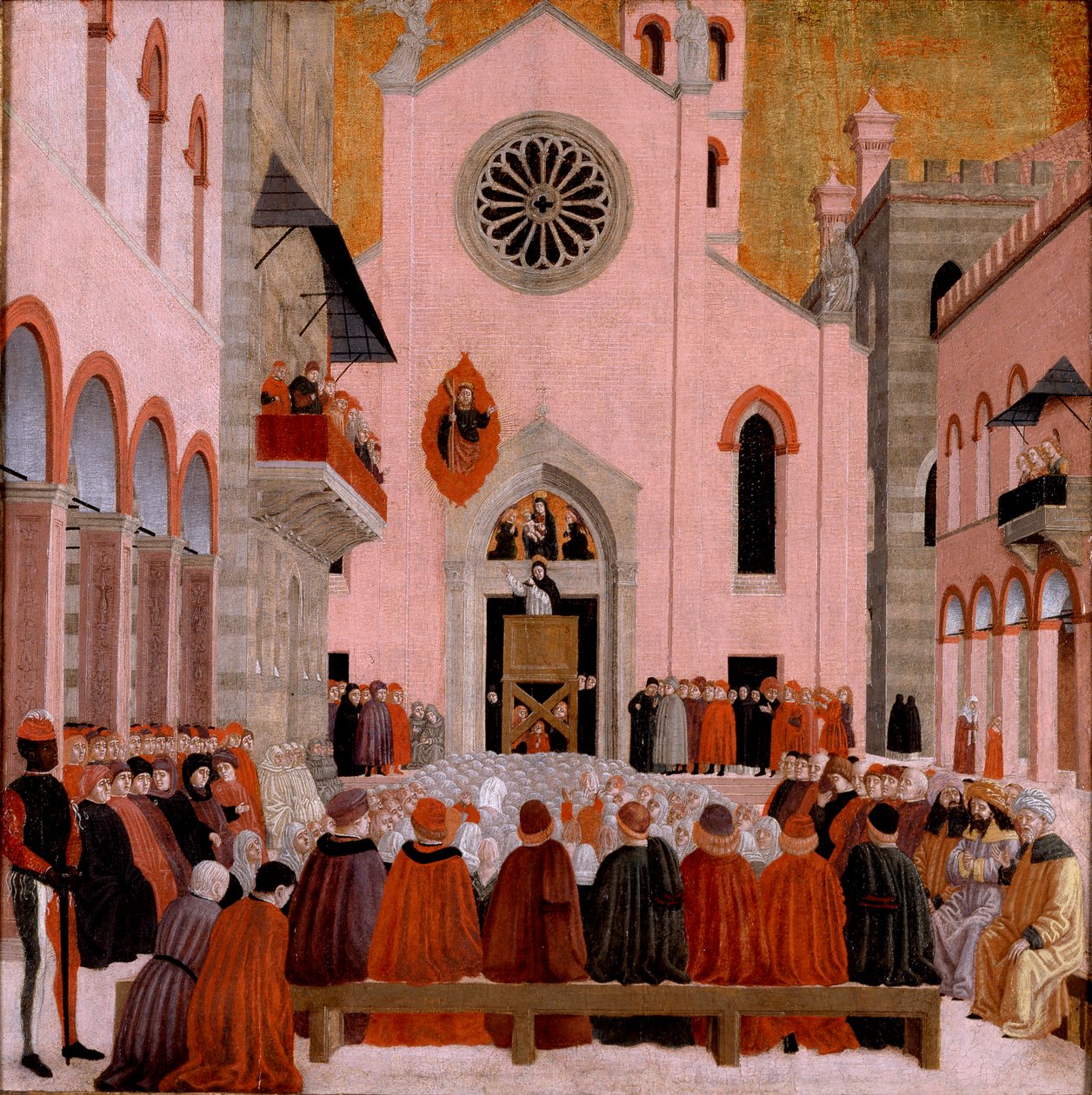 St Vincent Ferrer forkynner for en pave, ca 1460-1476 av Bartolomeo degli Erri
