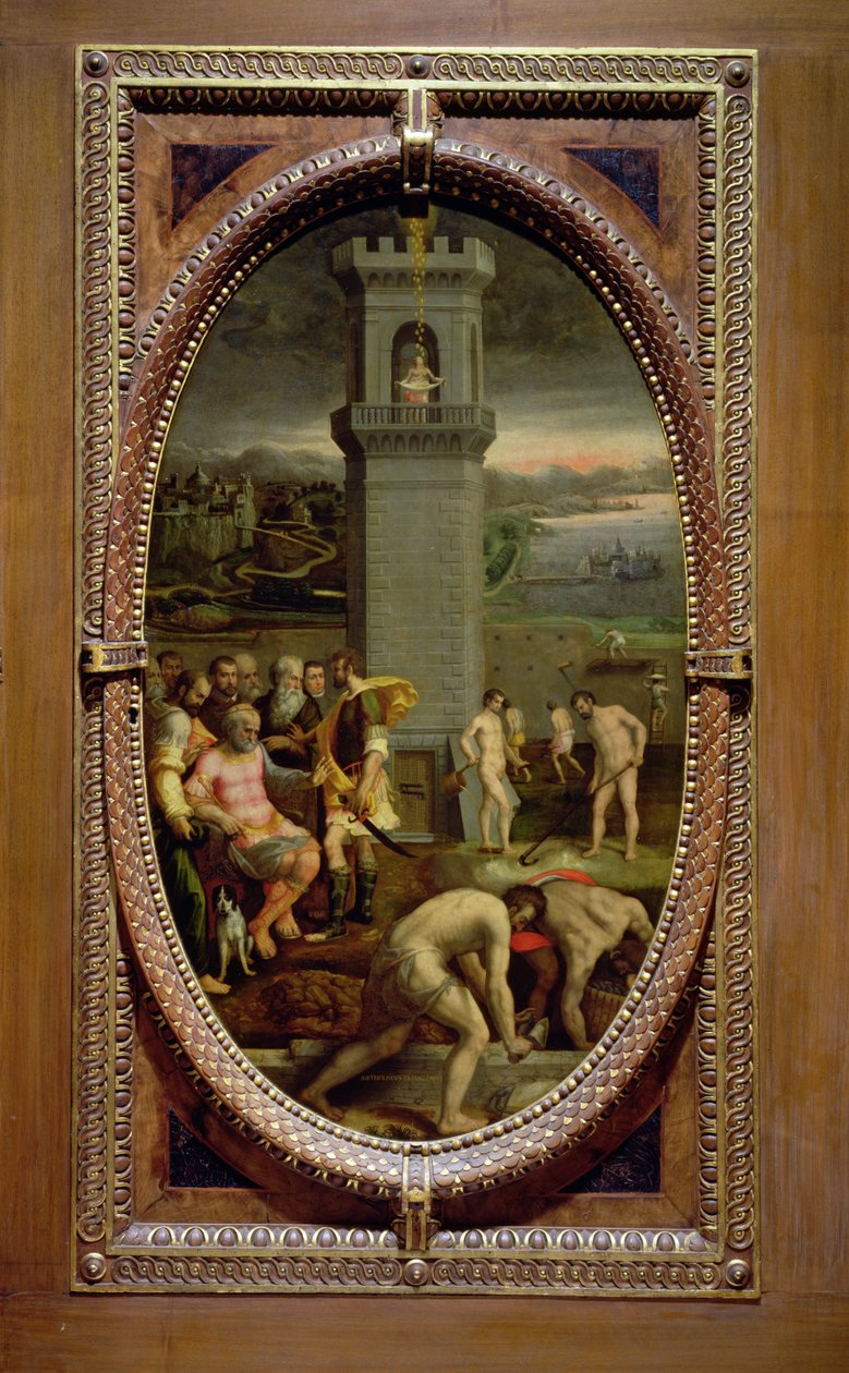 Danae, 1572 (olje på skifer) av Bartolomeo di Mariano Traballesi