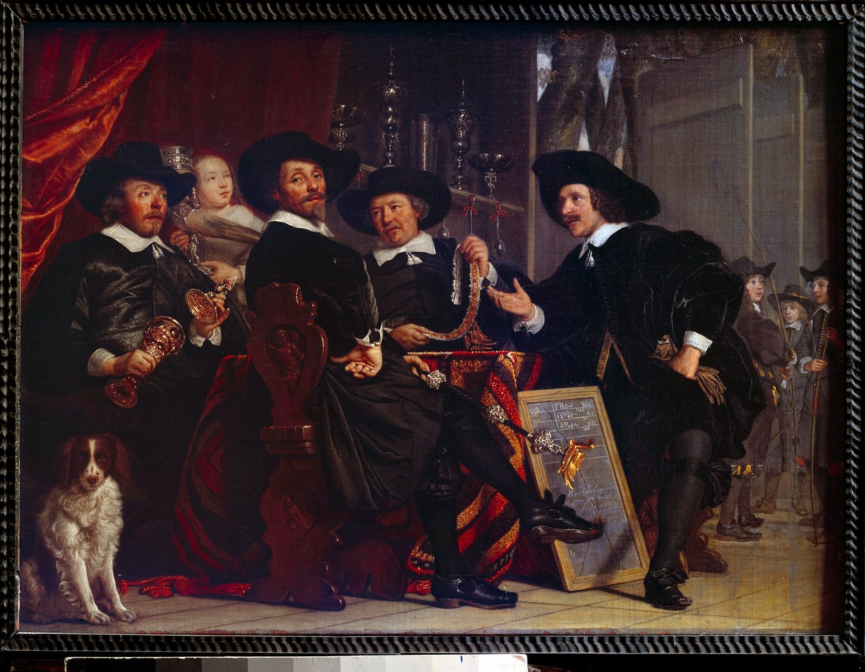 Les syndics des arbaletriers de San Sebastian et Amsterdam-maleri av Bartholomeus Van der Helst (1613-1670) av Bartolomeus van der Helst