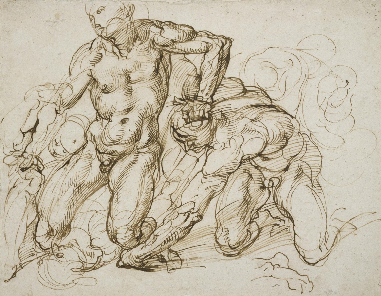 Mannlige nakenbilder som kjemper av Bartolomeo Passarotti
