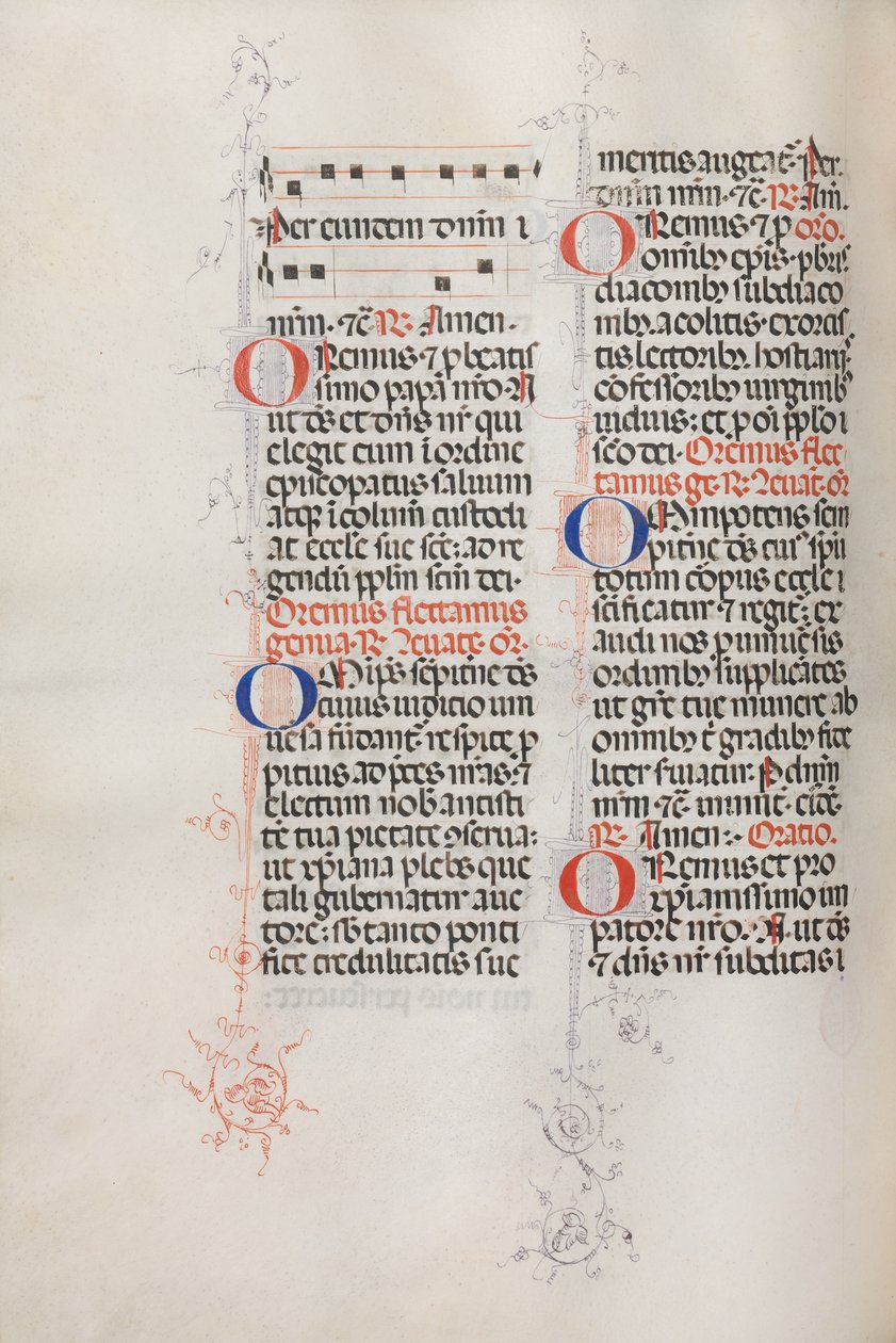 Missale: Fol. 146v: Musikk til forskjellige bønner..., 1469. av Bartolommeo Caporali