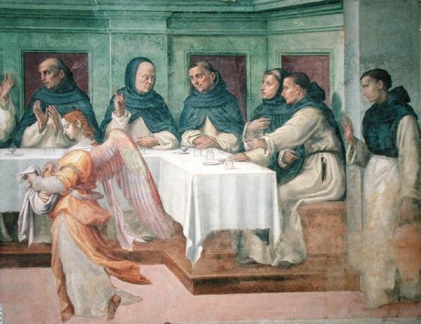 The Last Supper, fra San Marco Refectory (fresco) (detalj av 43920) av Bartolommeo Sogliani