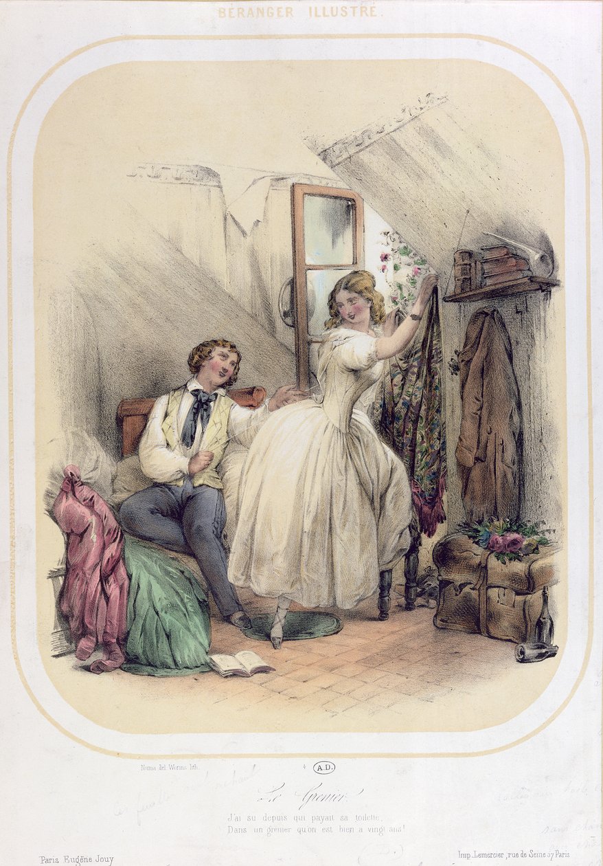Illustrasjon til sangen Le Grenier av Pierre Jean de Beranger (1780-1857) av Bassaget Numa