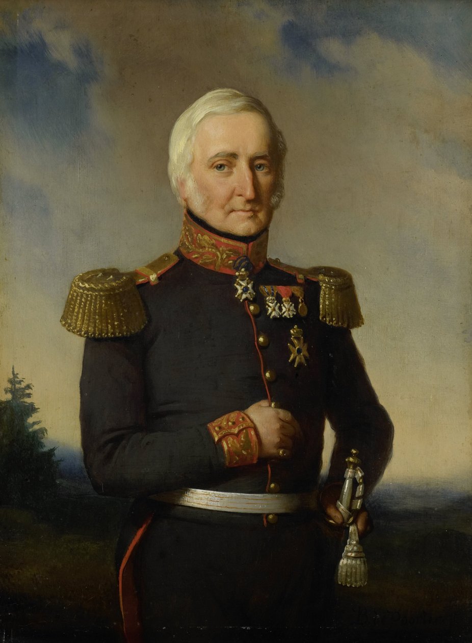 Huibert Gerard Baron Nahuys van Burgst (1782-1858). Medlem av rådet for Nederlandsk Øst-India, i uniformen til generalmajor titulær av Bastiaan de Poorter