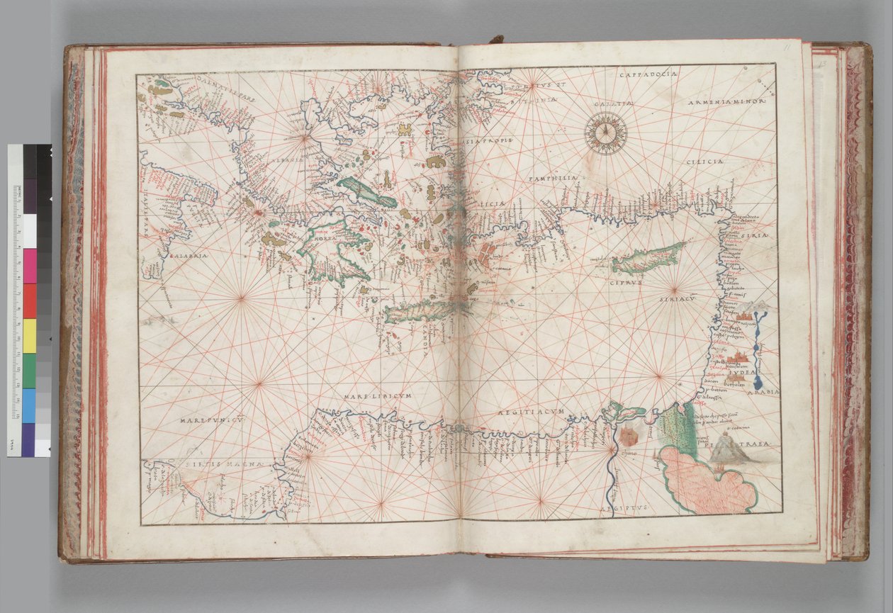 Østlige Middelhav og Egeerhavet. Battista Agnese, PORTOLAN ATLAS (Italia ca. 1550) av Battista Agnese
