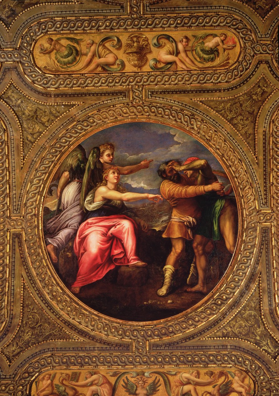Allegory of Speed, Toil and Exercise, fra taket på biblioteket av Battista Franco