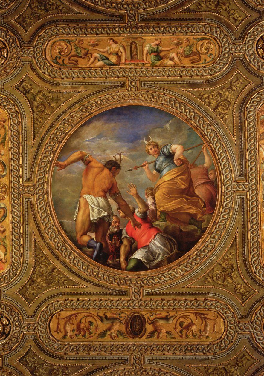 Diana og Actaeon, fra taket på biblioteket av Battista Franco