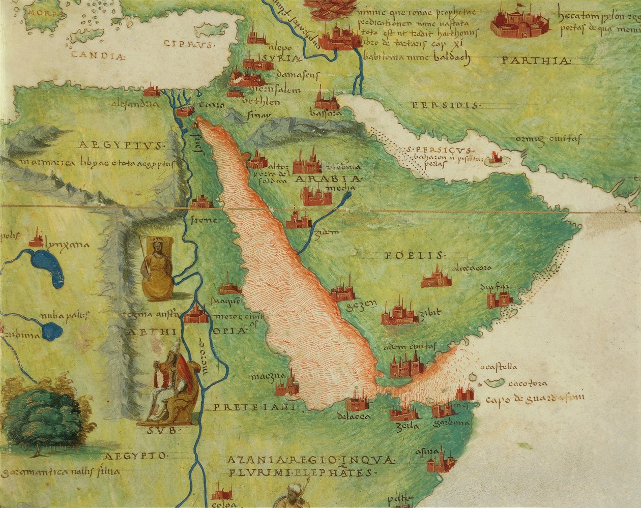 Afrika: Egypt og Saudi-Arabia, fra Atlas of the World i trettitre kart, av Battista Agnese av Battista Agnese