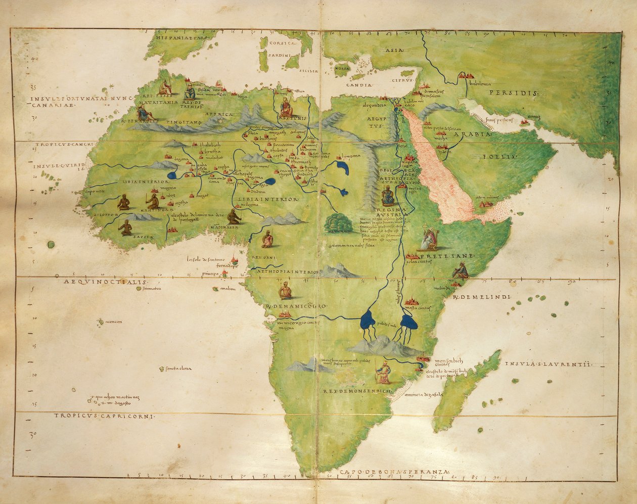 Afrika, fra Atlas of Nautical Charts av Battista Agnese, 30. oktober 1554 av Battista Agnese