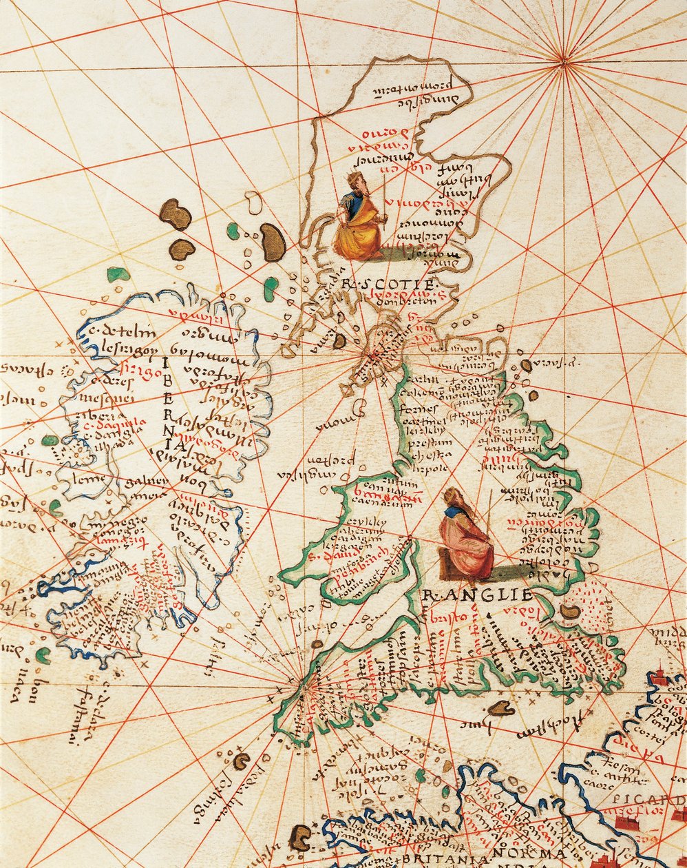 Europa: Storbritannia og Irland, fra Atlas of the World i trettitre kart, av Battista Agnese av Battista Agnese