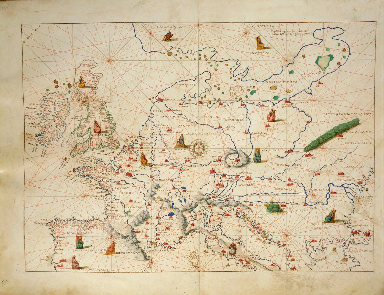 Europa, fra Atlas of the World i trettitre kart, av Battista Agnese av Battista Agnese