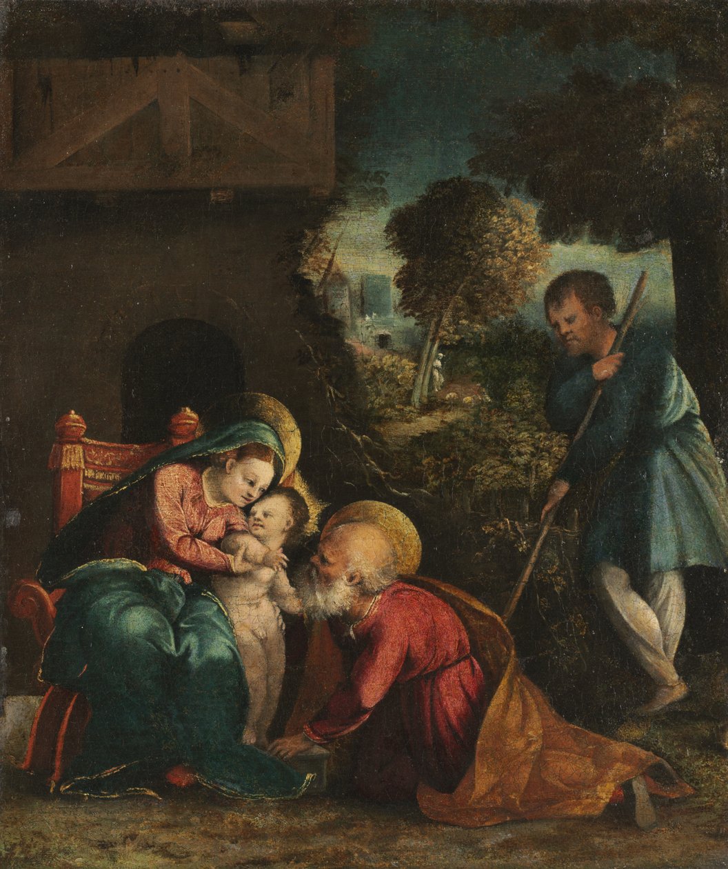 Hellig familie med en hyrde av Battista Dossi