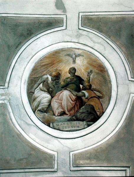 Representasjon av en av dydene, detalj fra taket på Grimani-kapellet (fresco) av Battista Franco
