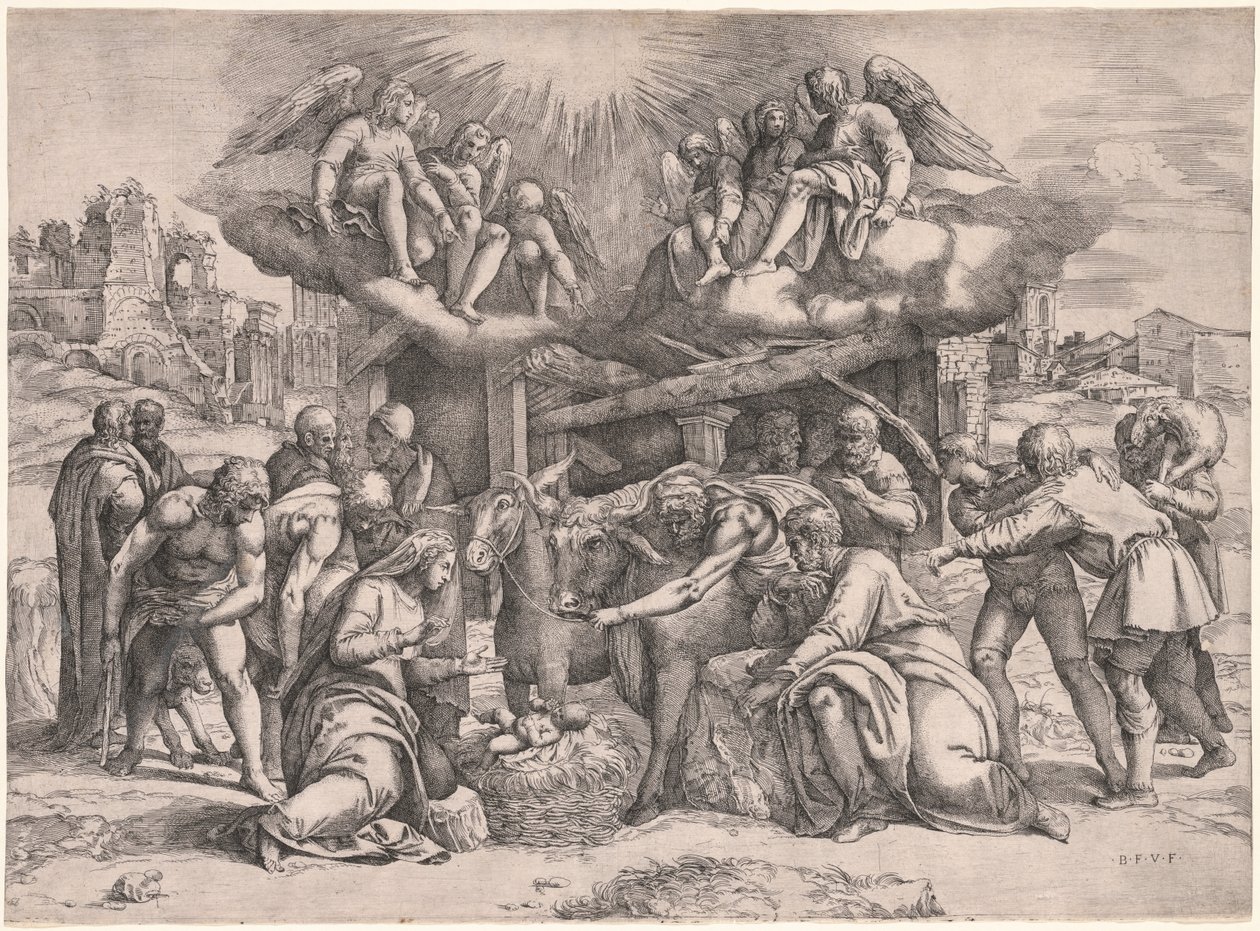 Hyrdenes tilbedelse, ca. 1552. av Battista Franco