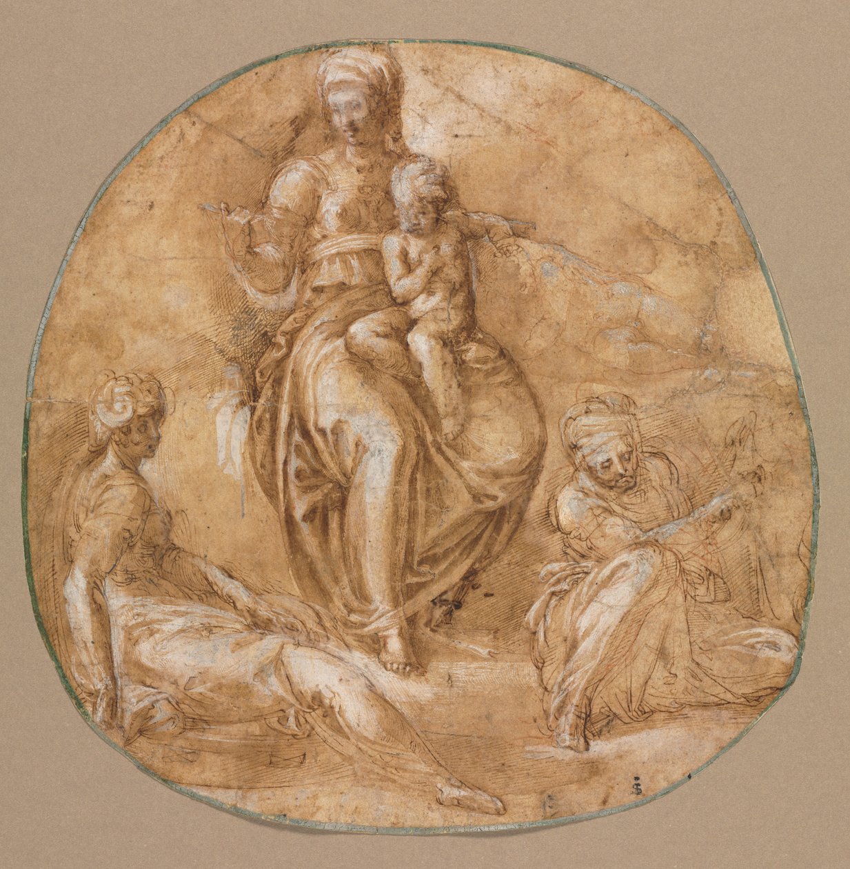 Jomfruen og barnet med den hellige Katarina av Alexandria og en eldre kvinnelig hellig, ca. 1545. av Battista Franco