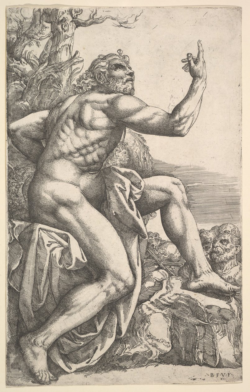 Døperen Johannes forkynner i villmarken. av Battista Franco Veneziano