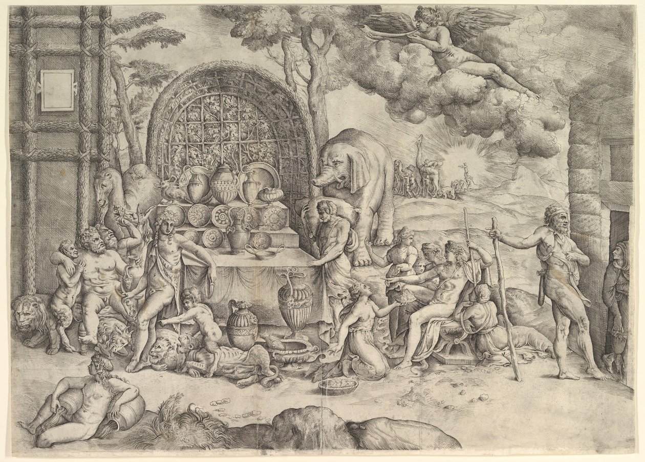 The Wedding of Cupid and Psyche høyre panel, ca. 1530-61. av Battista Franco Veneziano