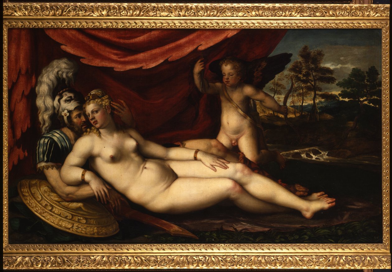 Venus, Mars og Amor av Battista dellAngelo del Moro