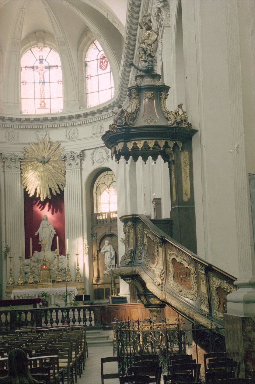Prekestol, også kalt Preikestol of Verity, 1749 (forgylt, tre og intarsia) (se også detalj 252680 og 252681) av Bavarian school