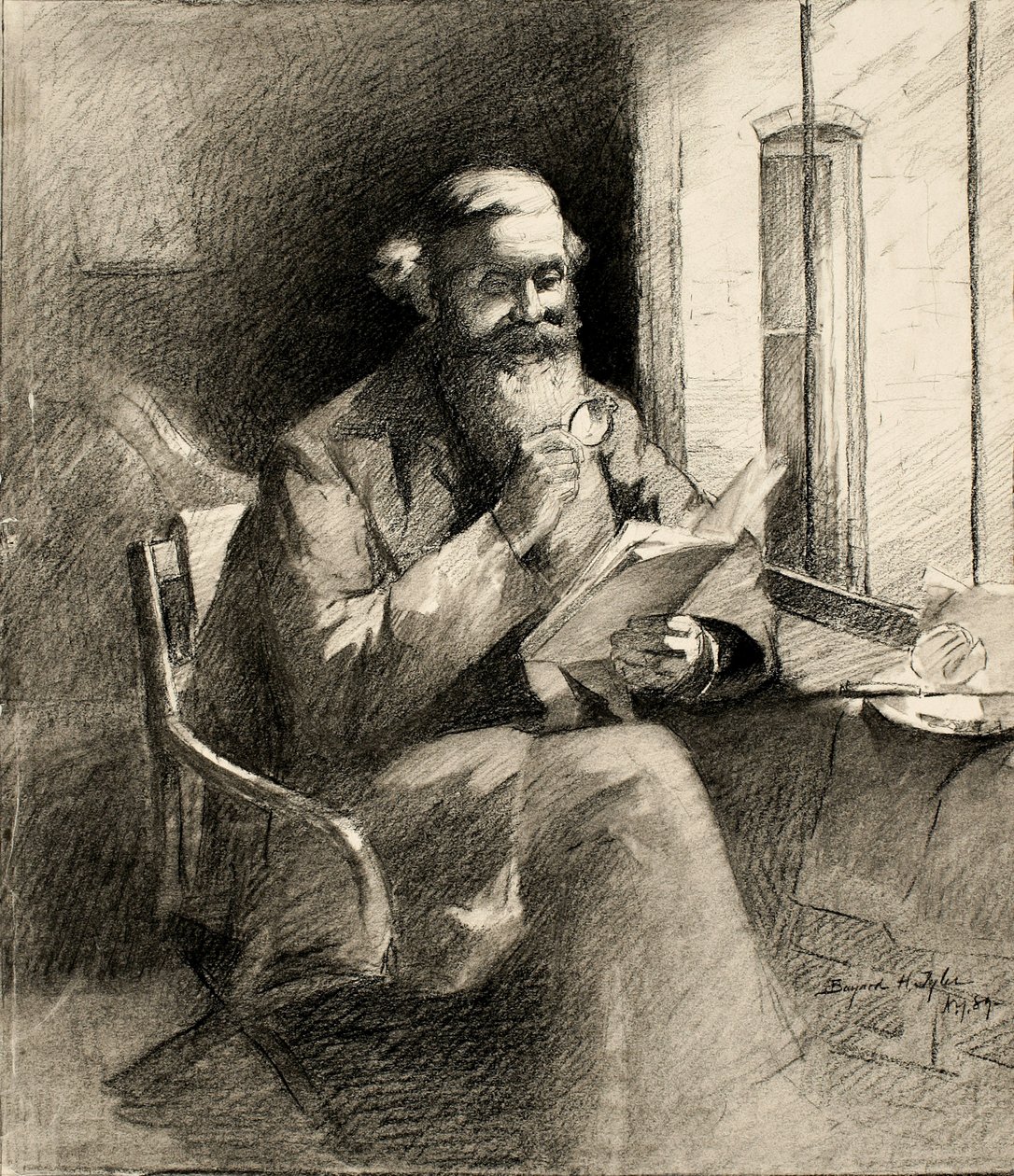 A Good Story, 1889 (kull på kremvevet papir) av Bayard Henry Tyler