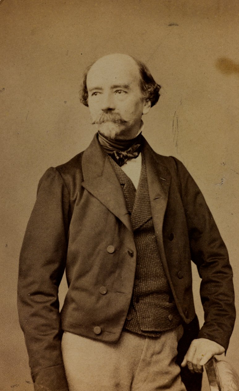 Portrett av Eugène-Emmanuel-Amaury Pineu-Duval, kjent som Amaury-Duval, fransk maler; visittkort (s/hvitt bilde) av Bayard and Bertall