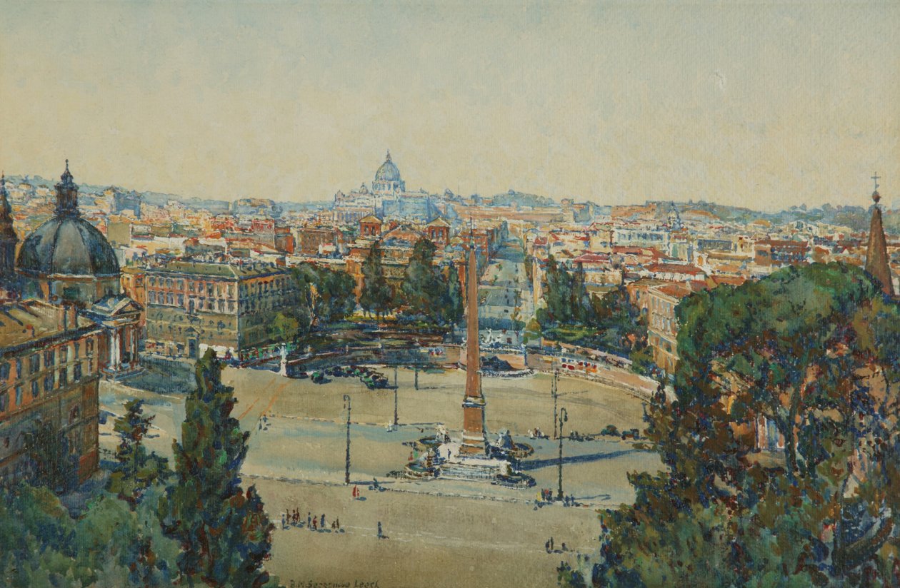 Roma, fra The Pincio, Piazza Del Popolo av Beatrice Mary Seccombe Leech
