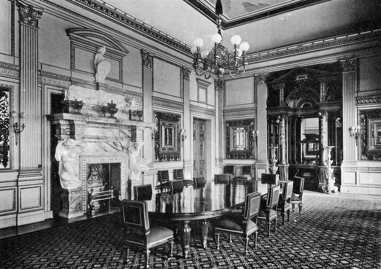 Spisestuen, Dorchester House, 1908. av Bedford Lemere and Company