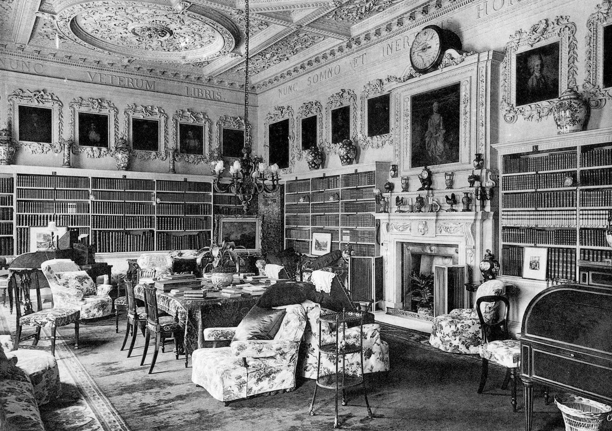 Biblioteket, Chesterfield House, 1908. av Bedford Lemere and Company