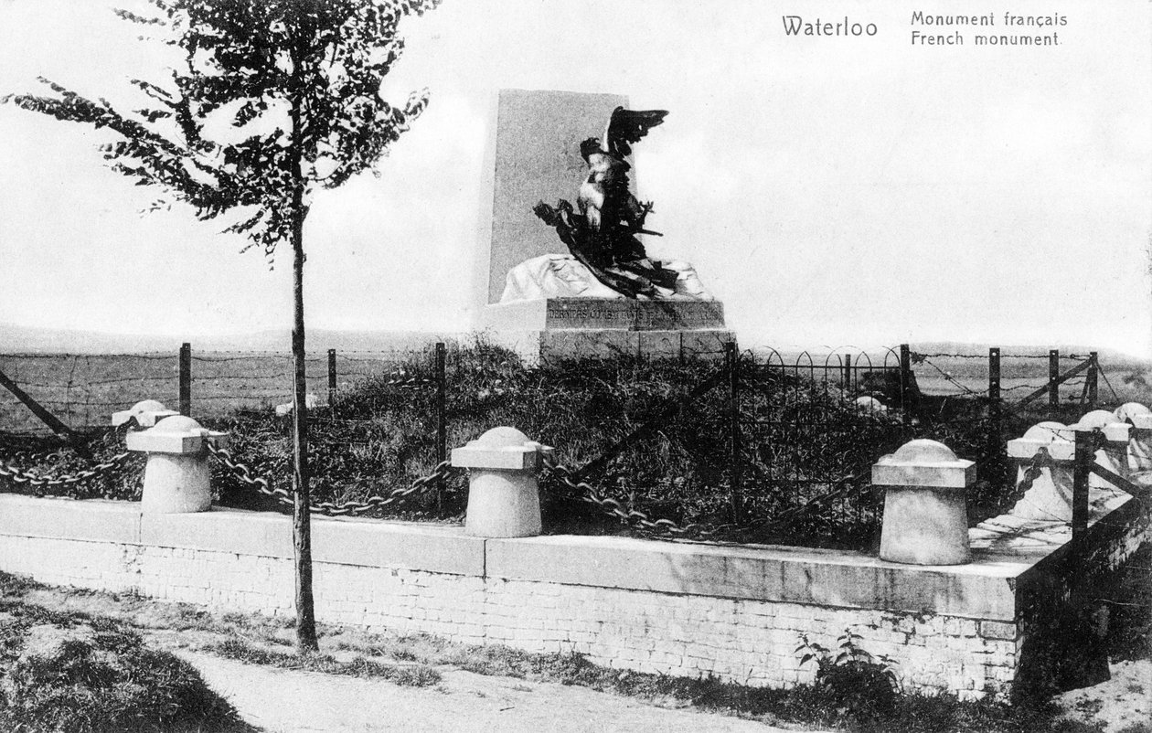 Det franske monumentet til slaget ved Waterloo, minnepostkort, ca. 1912 (photolitho) av Belgian Photographer
