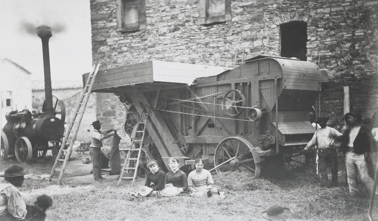 Damptreskemaskin, Mons, 1883 av Belgian Photographer