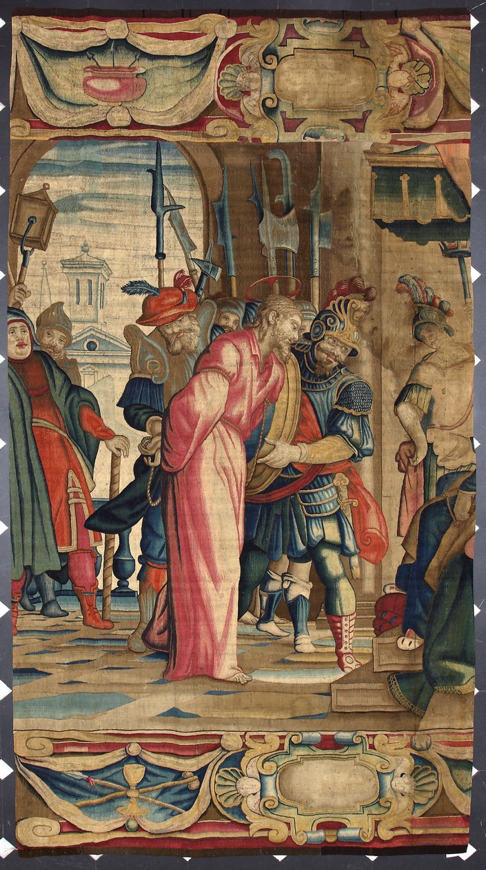 Christ and Pontius Pilatus-teppet laget av produsenter i Brussel. 1500-tallets gener, Musei di Strada Nuova av Belgian School