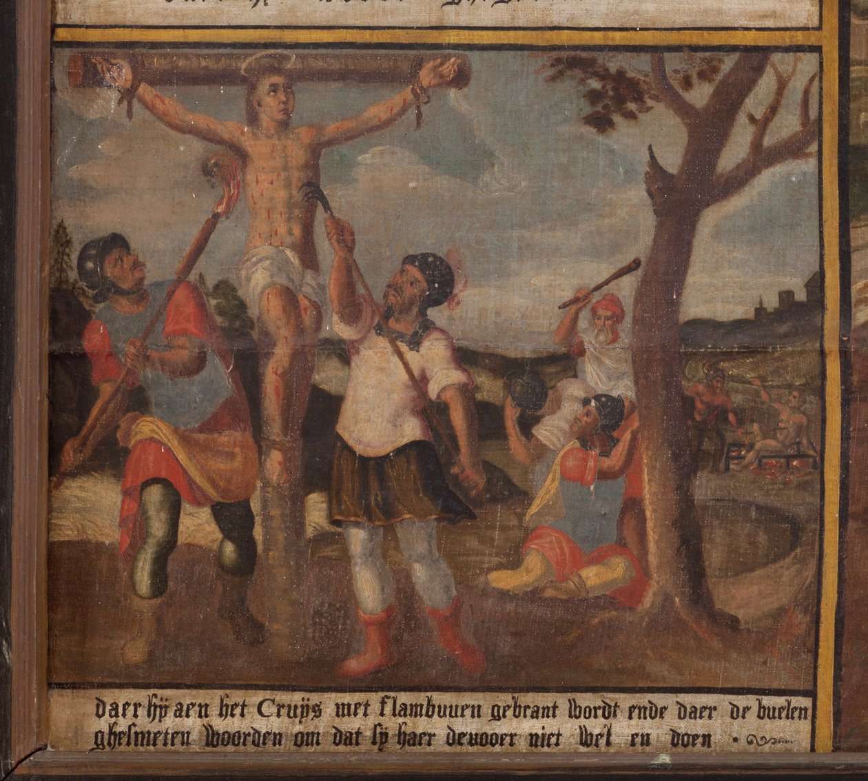 Maarke. Kapell (Sint-Vincentiuskapell). interiør. Maleri. Martyren til Saint Vincent. 1800-tallet. Detalj. av Belgian School