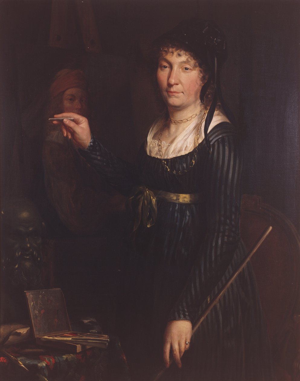 Portrett av en kunstner (selvportrett?) 1800 (olje på lerret) av Belgian School
