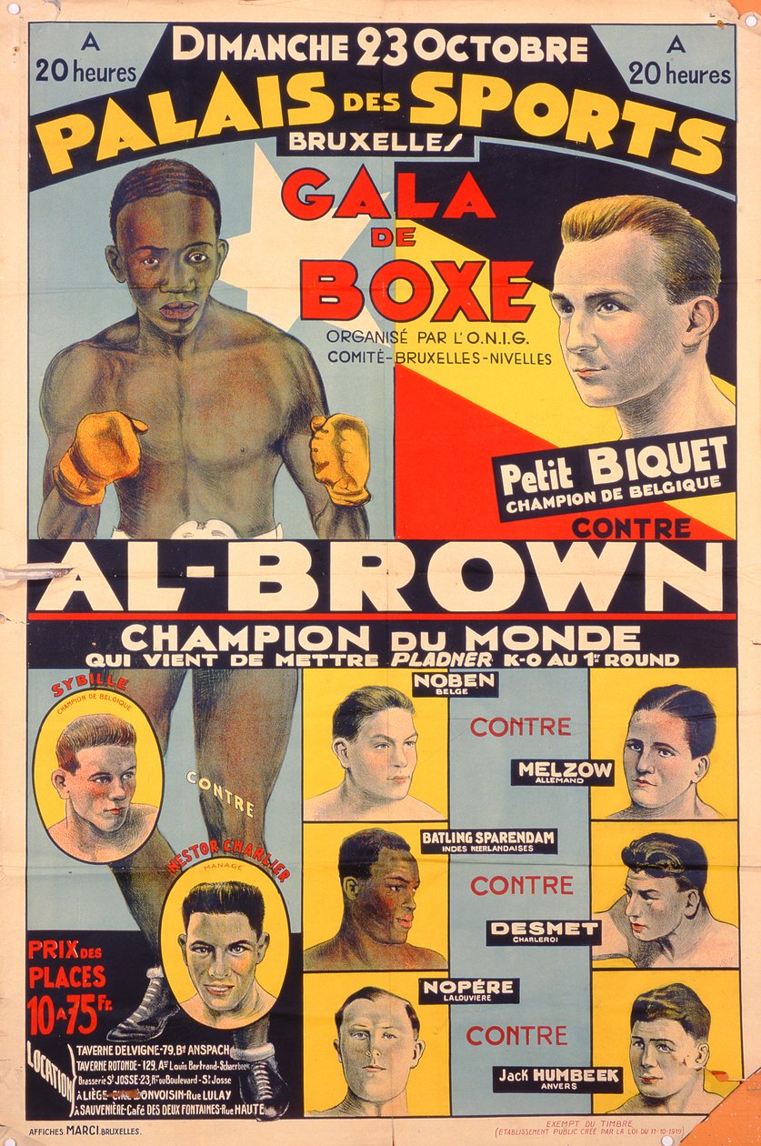 Plakat som reklamerer for en boksegalla i Palais des Sports, Brussel av Belgian School